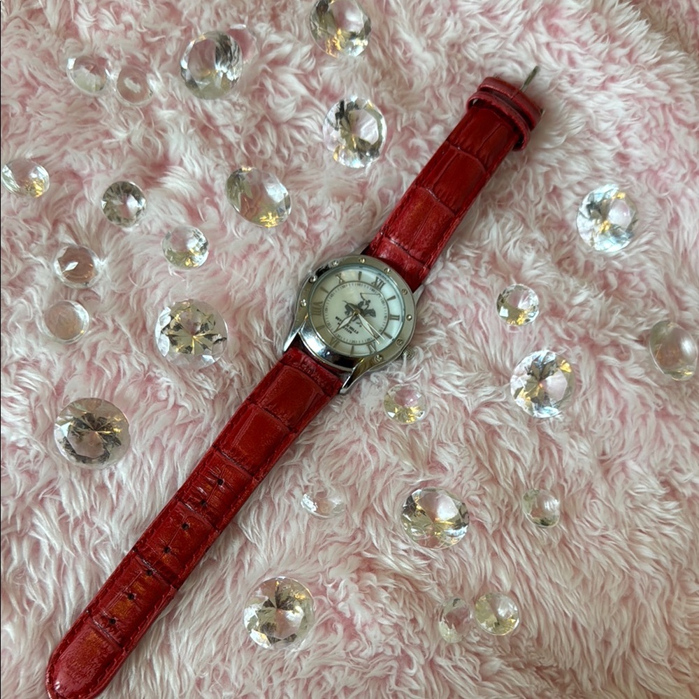 Beverly Hills Polo Club White Mother of Pearl Genuine Leather Lady Watch